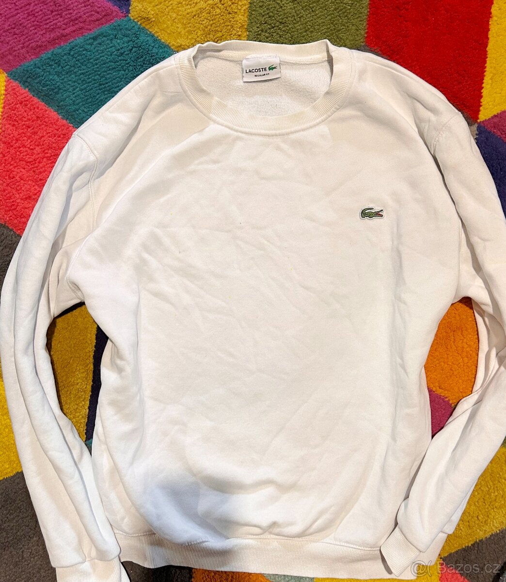 LACOSTE PÁNSKÁ STYLOVÁ BAVLNĚNÁ WHITE MIKINA XL - 7