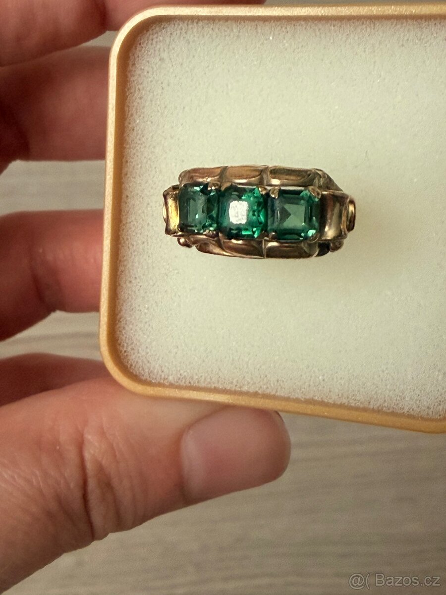 Zlatý starožtiný “podvazkový” prsten - 7