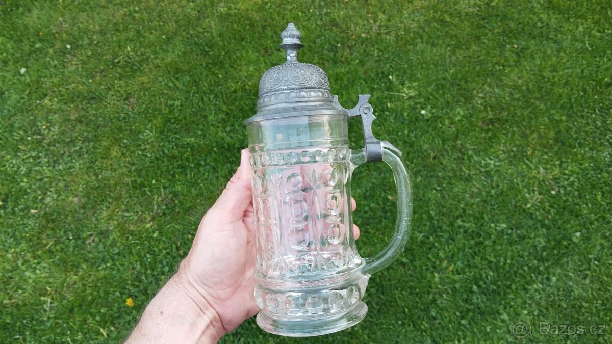 Starý skleněný korbel - krygl do vaší sbírky. - 7