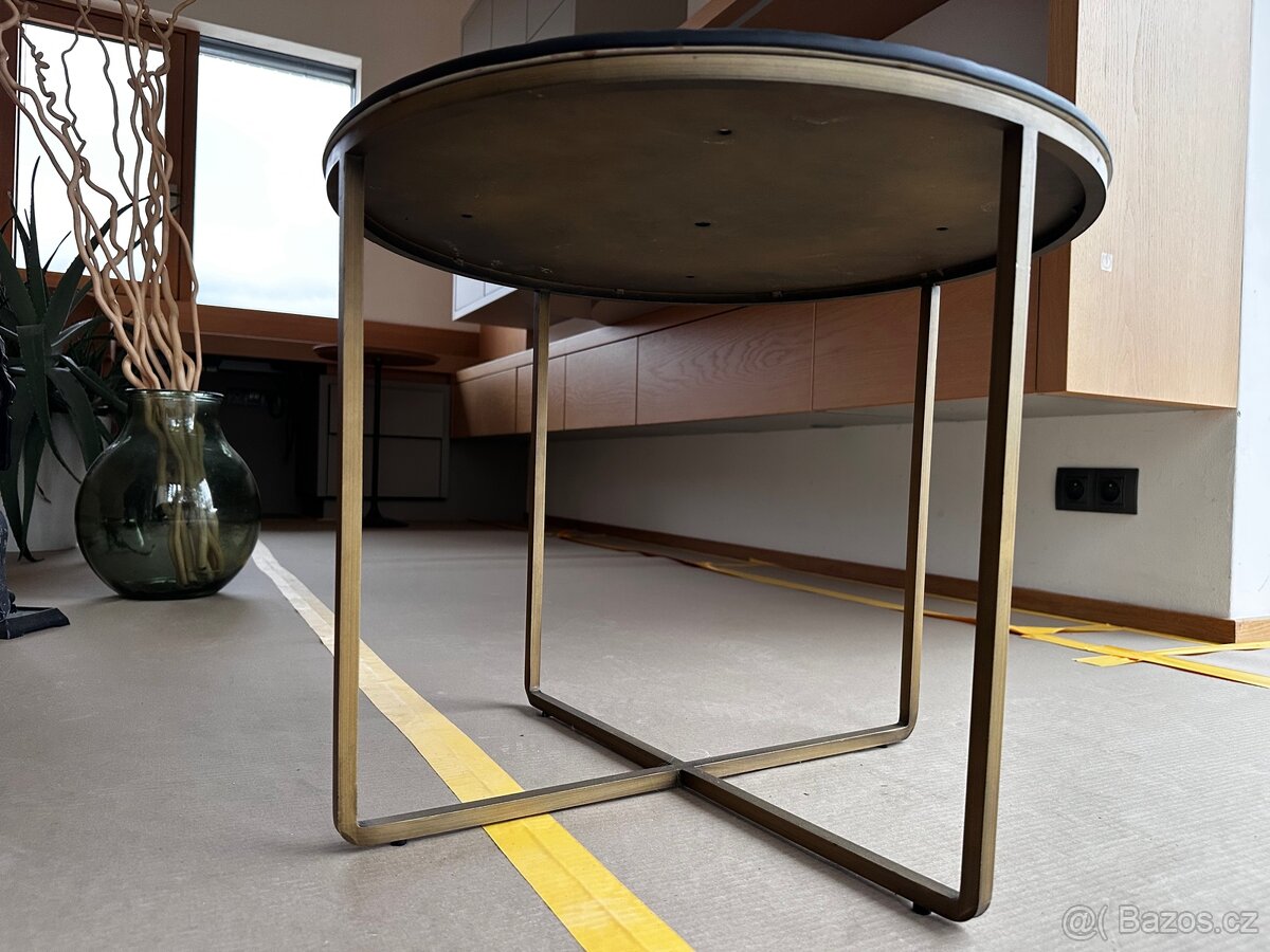 Konferencni stolek sklo, mosaz - 7