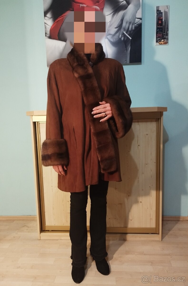 Kožich - přehoz semišový - 7