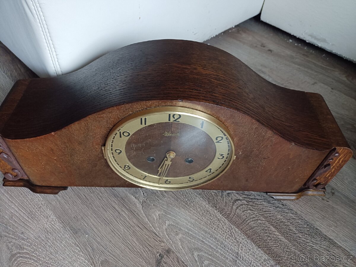 Hermle starožitný krbové stolní hodiny Německo - 7