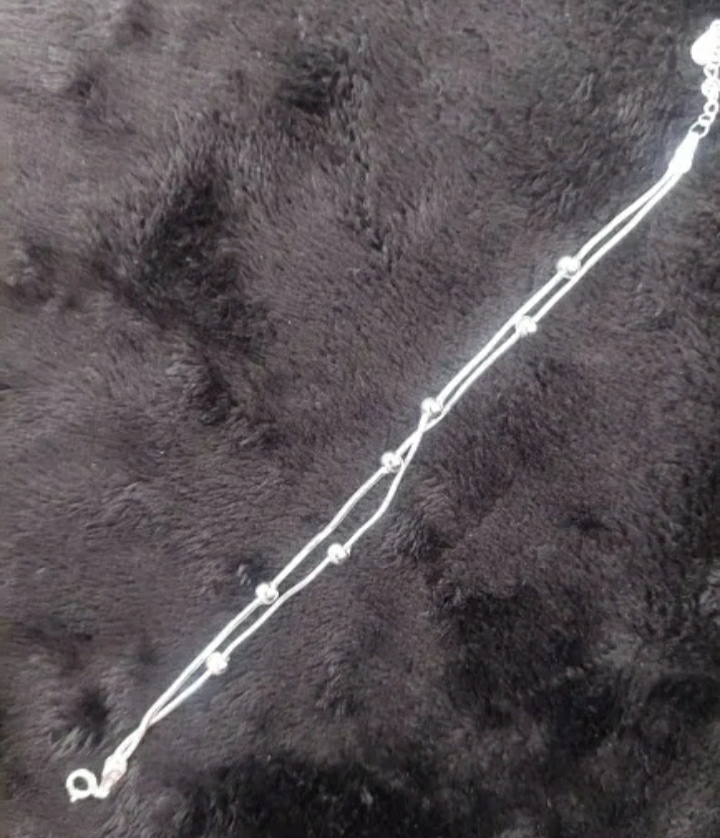 Nový dámský stříbrný tenký dvojitý kuličkový náramek 925 - 7