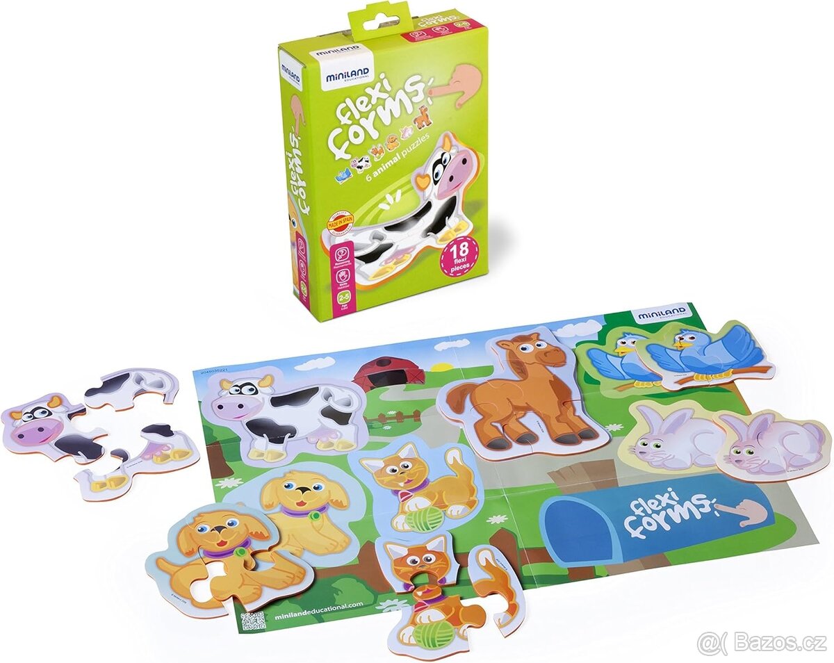 Puzzle Miniland Flexi Form dopravní prostředky + zvířata - 7