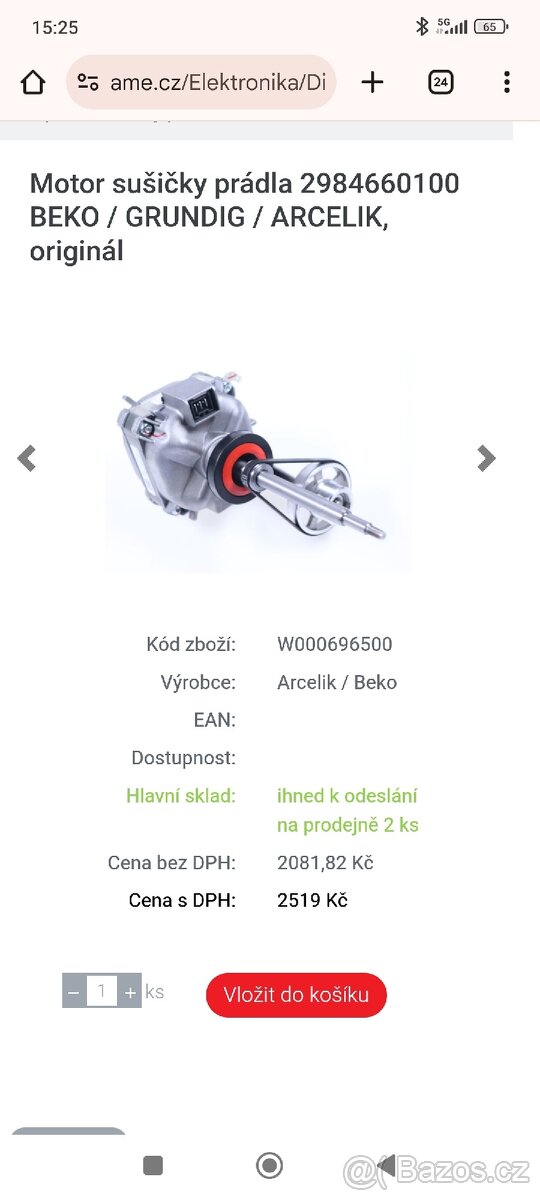 Motor do sušičky prádla Beko - Grundig - Arcelik - 7