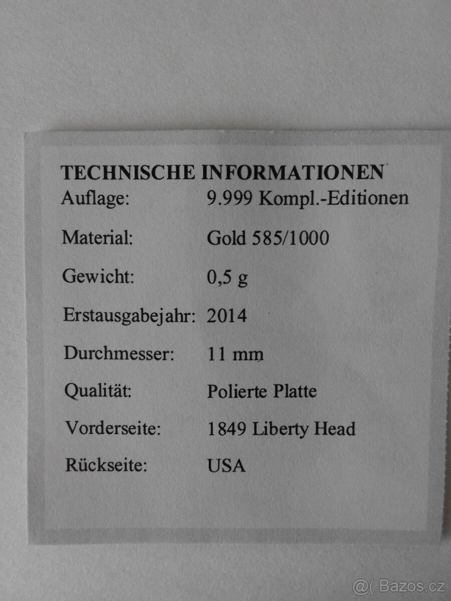 Zlatá mince 0,5 g, Au 585, více druhů - 7