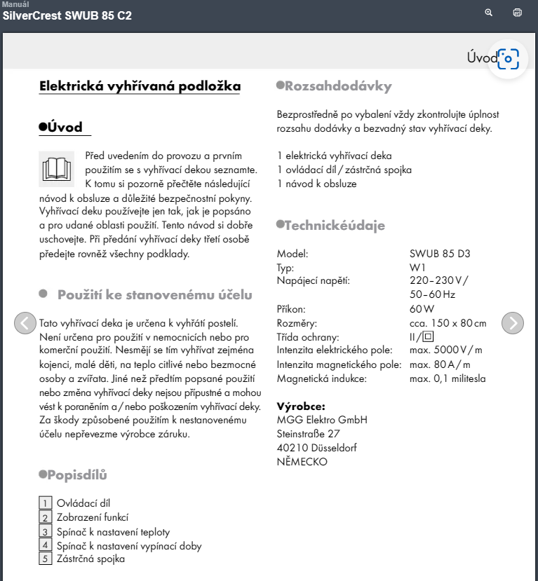Elektrické dečka Silvercrest SWUB 85 C2 - 7
