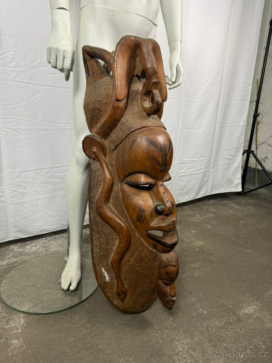 Velká africká dřevěná maska (602010) - 7