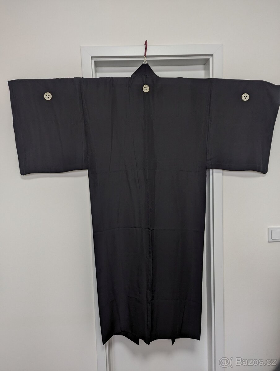 Pánské černé habutae kimono - 7