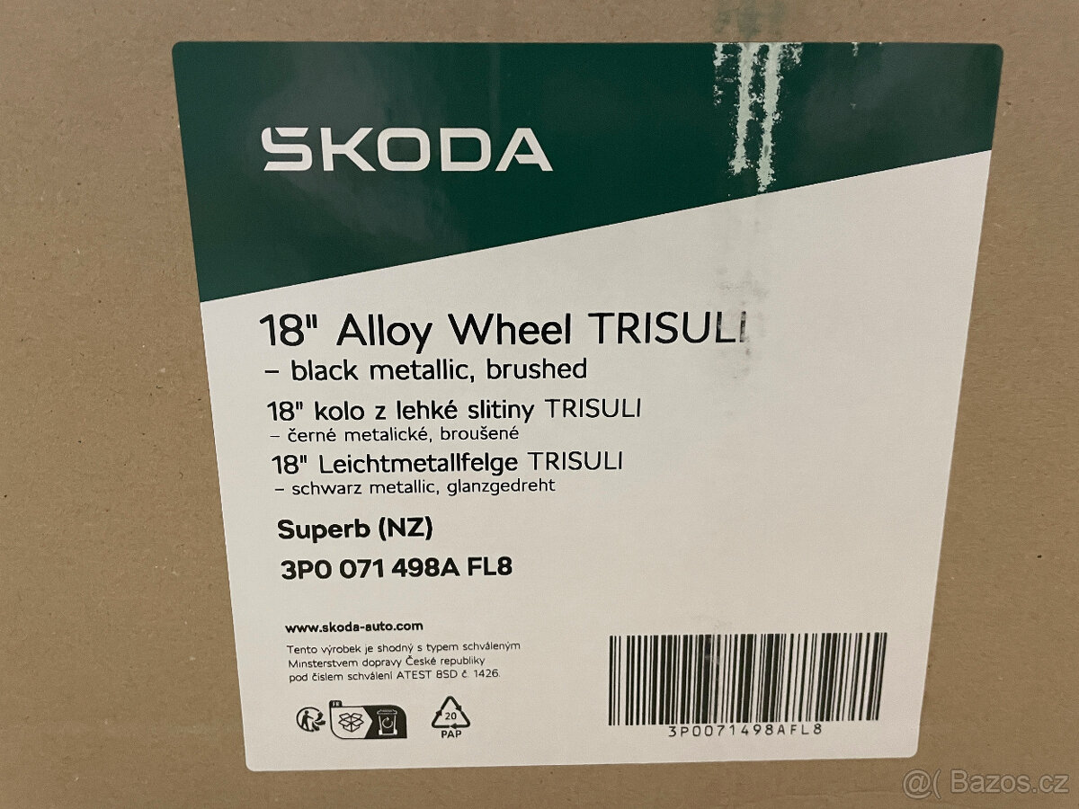 ŠKODA SUPERB 4 NOVÉ ALU TRISULI BLACK 8x18 ET44 - 7