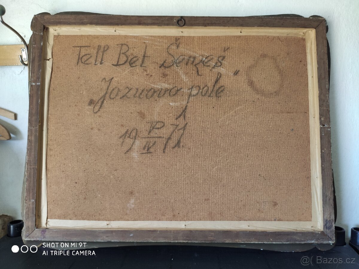 Starožitný blondelový rám s neznámým obrazem - 7