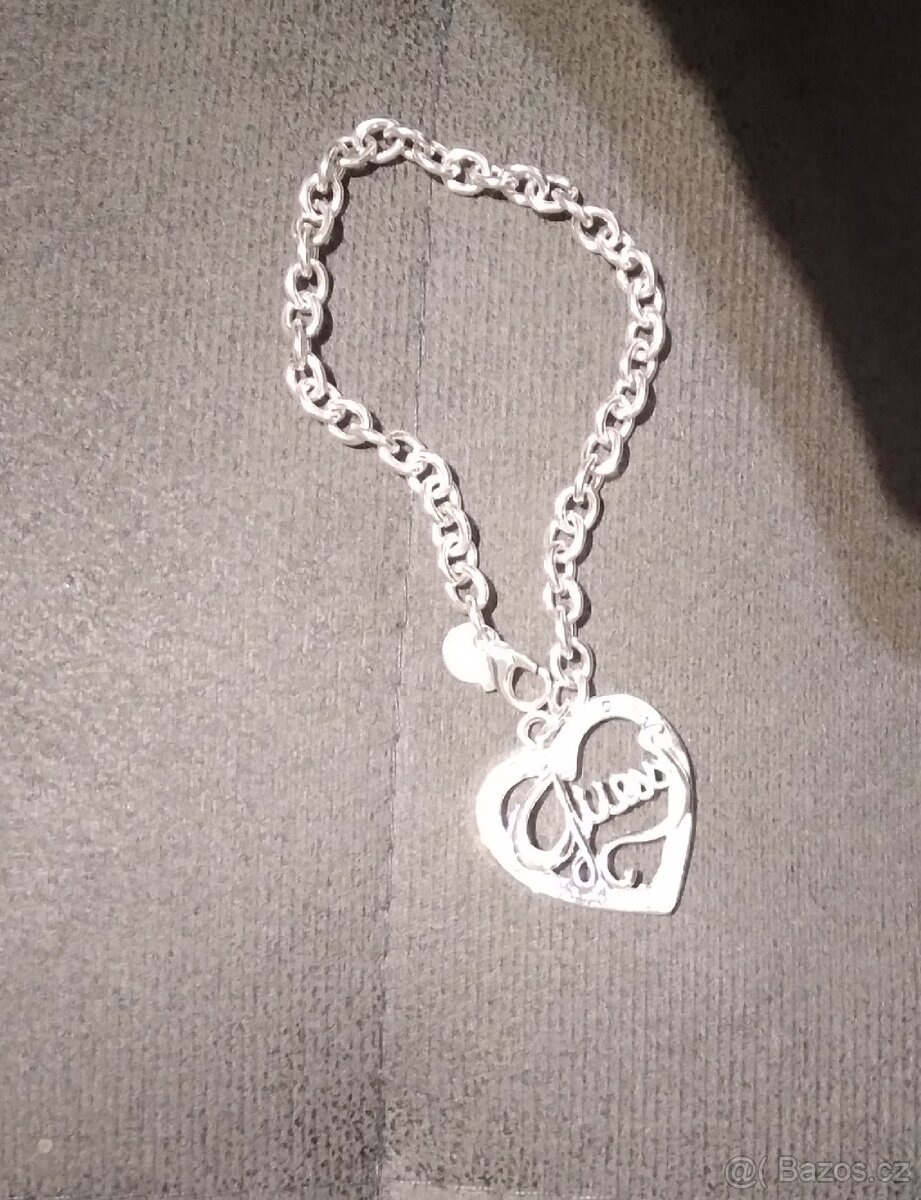 Nový náramek guess srdce srdíčko bižuterie 21 cm postribrene - 7