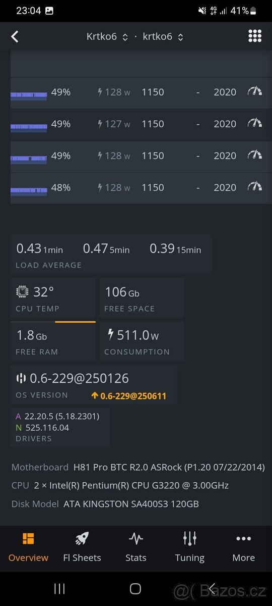 Mining Rig v servrovém case 4U - 7