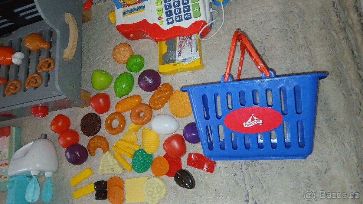 Dětská pokladna s příslušenstvím, Dřevěný gril atd dle fotek - 7