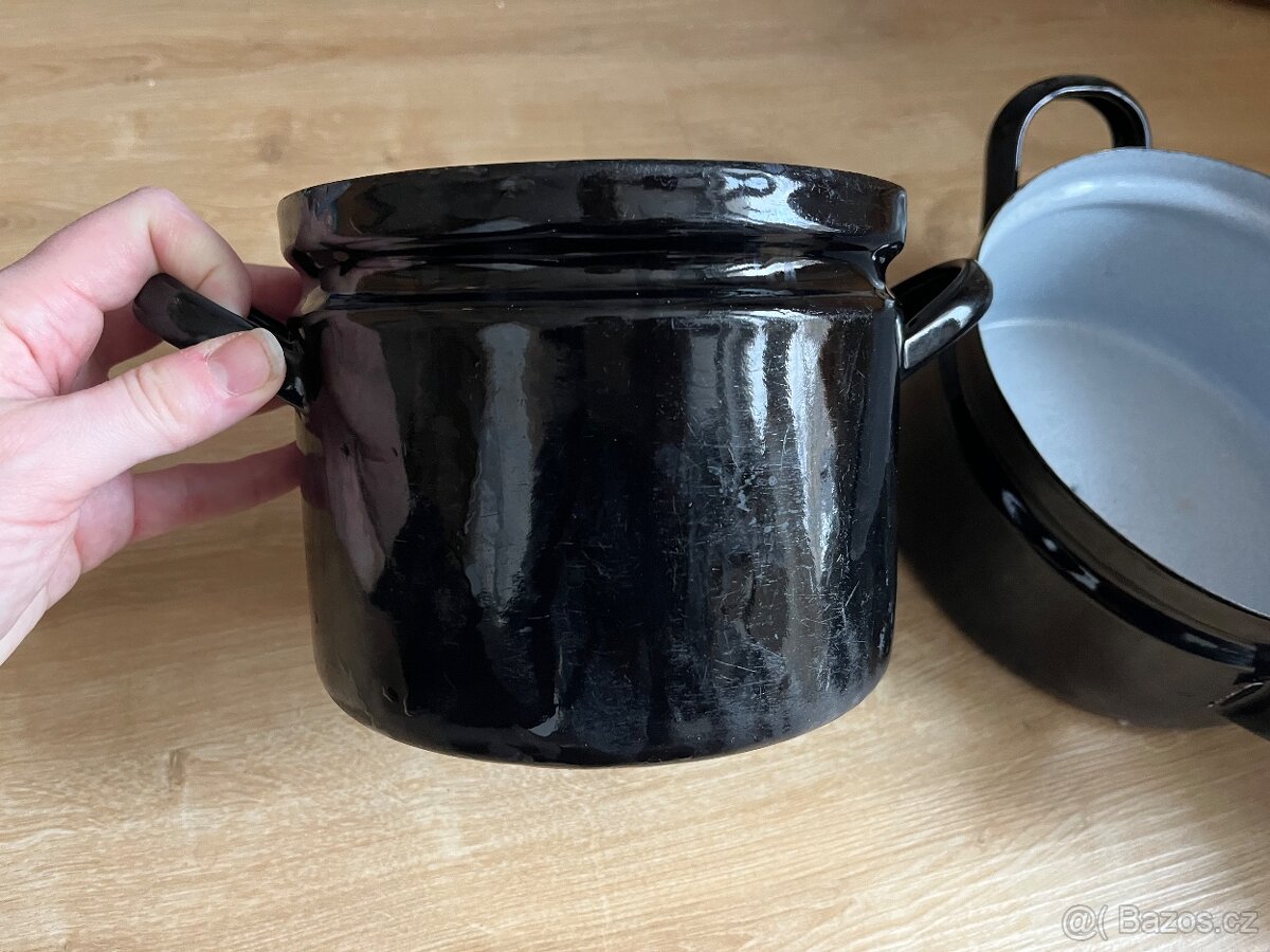 Staré smalt hrnce plus kamenina - 7