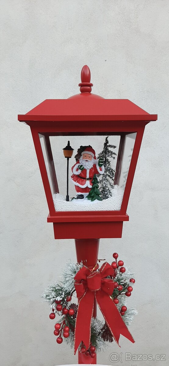 180 cm vysoká vánoční sněžící a hrající lampa - nové - 7