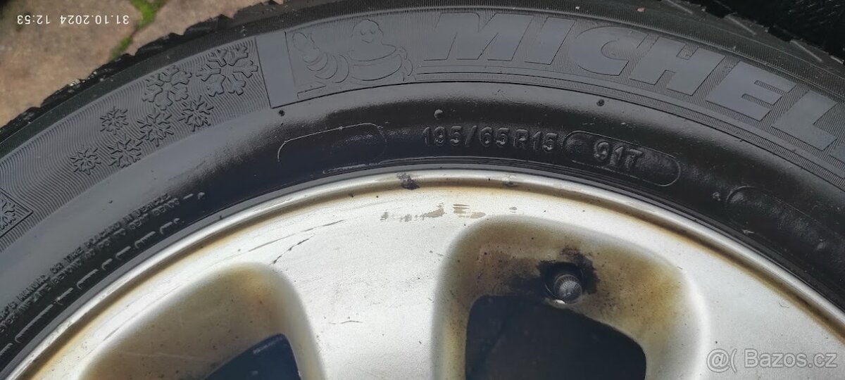 ALU Kola 15, 4x hliník PEUGEOT,CITROEN ,zimní pneu 195/65R15 - 7