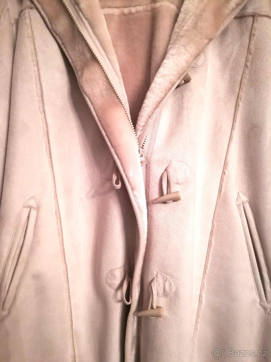 BÉŽOVÝ KABÁT S KOŽÍŠKEM, VEL. 48 - 7