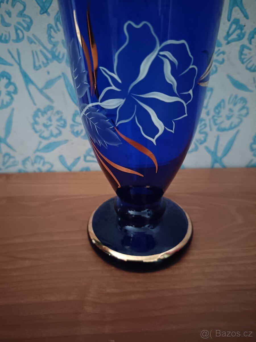 Modrá skleněná váza - 7