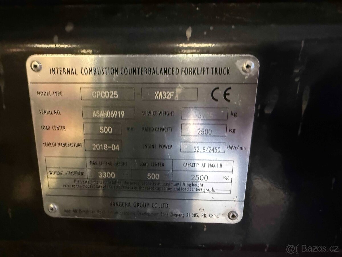 Prodám VZ Hangcha 2,5 t diesel - 7