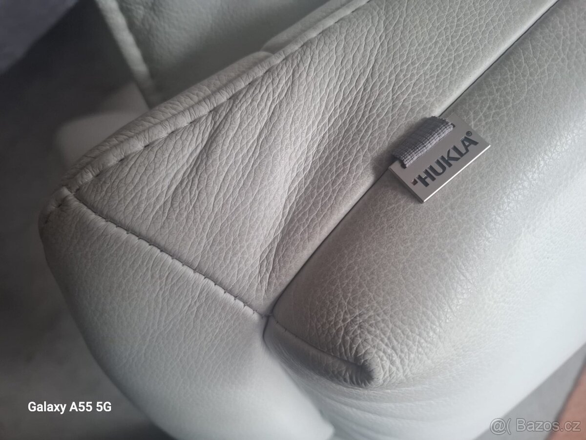 Polohovací kožené křeslo zn.Hukla - 7