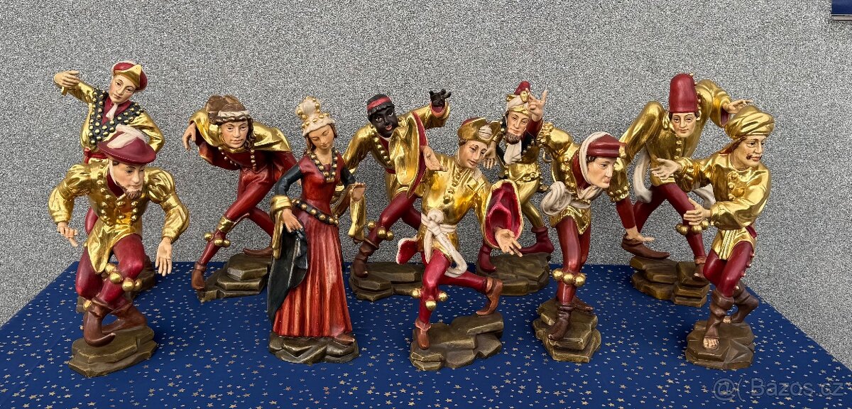 Souprava všech 10 soch Moriskentänzer velké dřevěné - 7