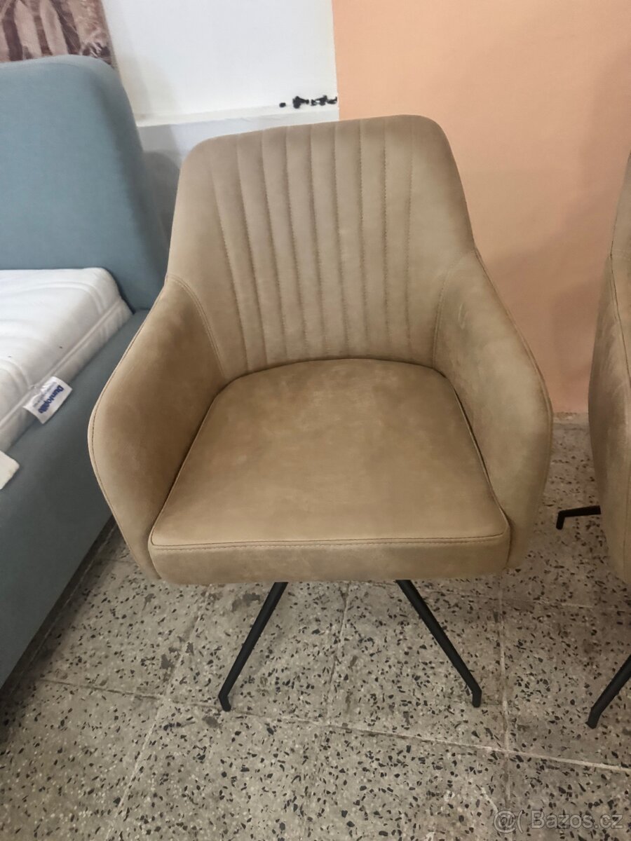 Nové 2x Jídelní židle - křesla s kovovou podnoží - 7