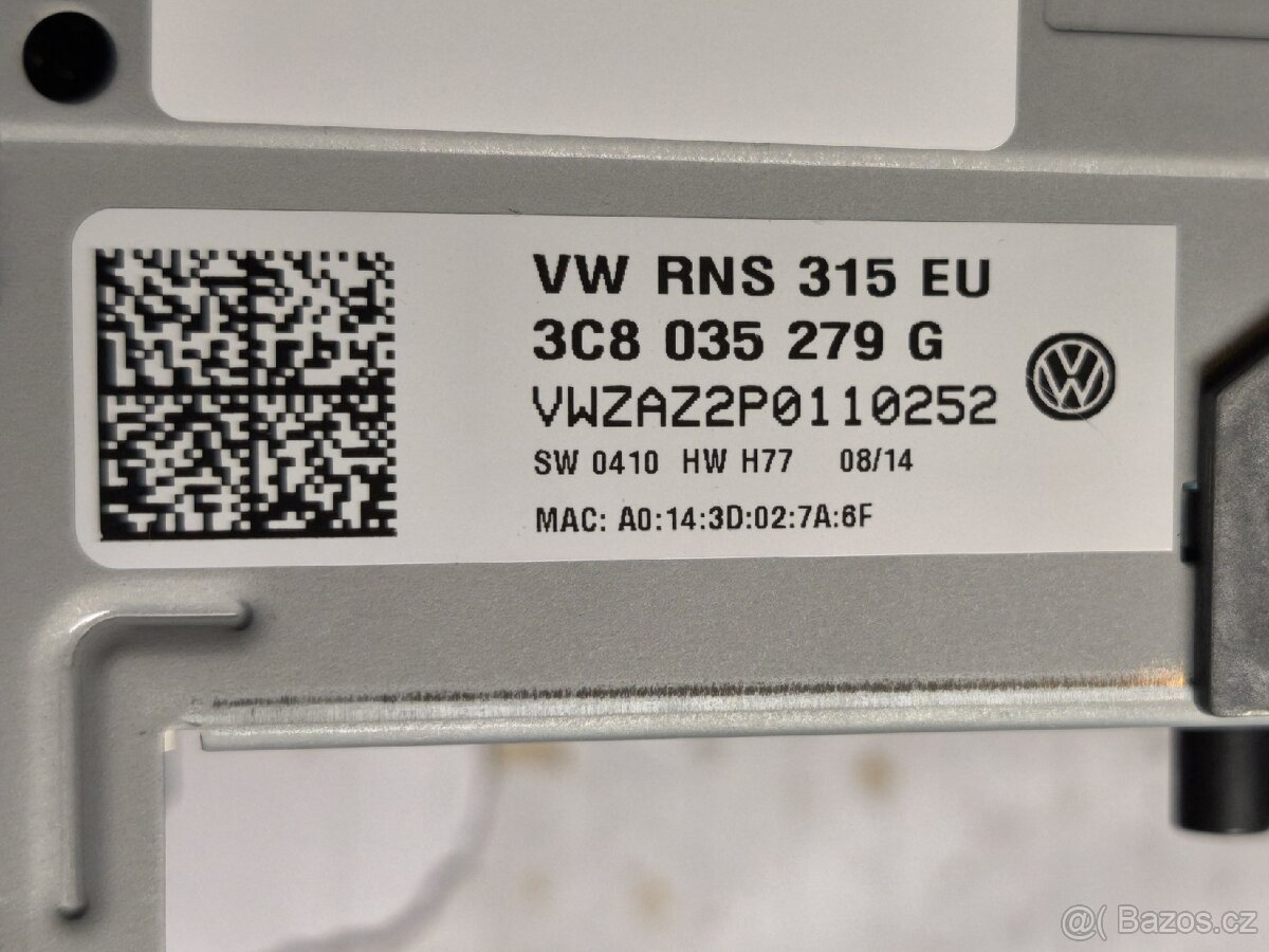 VW RNS315 BT DAB autorádio navigace 3C8035279G - 7