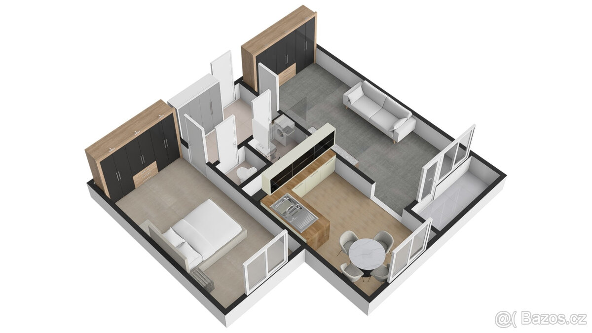 Pronájem bytu 2+1 s lodžií, celkem 60,11 m², Cíglerova, Prah - 7