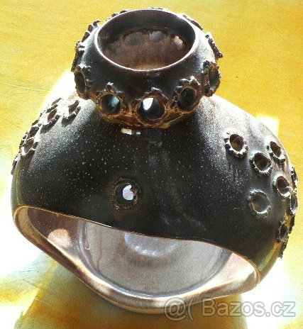 Smaltované sklo +talíř It. + svícen+mísy+ pivní sklo - 7