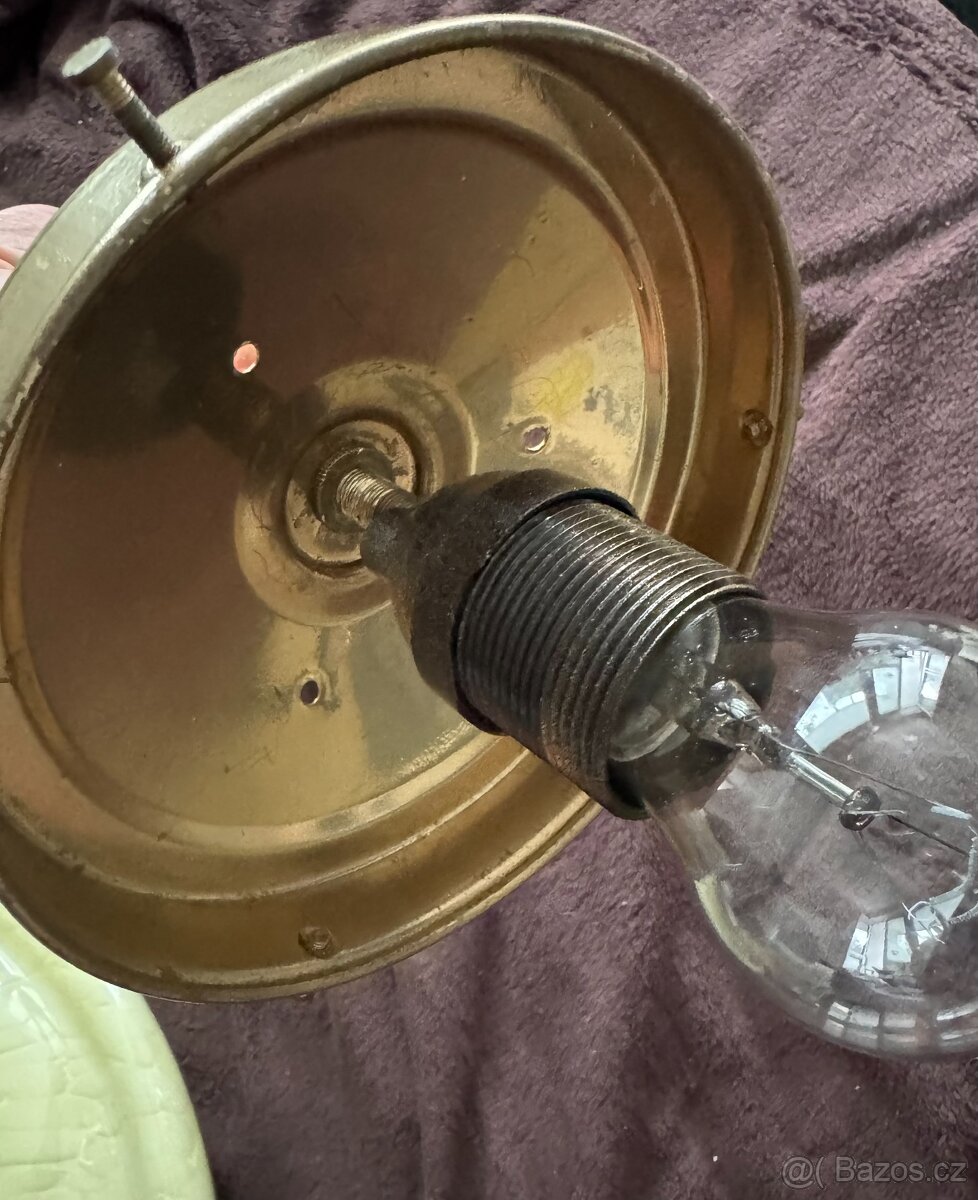 starožitný lustr funkční brokové sklo první republika - 7