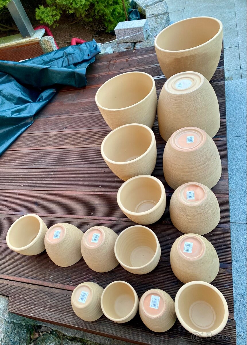 Keramik Obal na květináč, nové, komplet 16 ks - 7