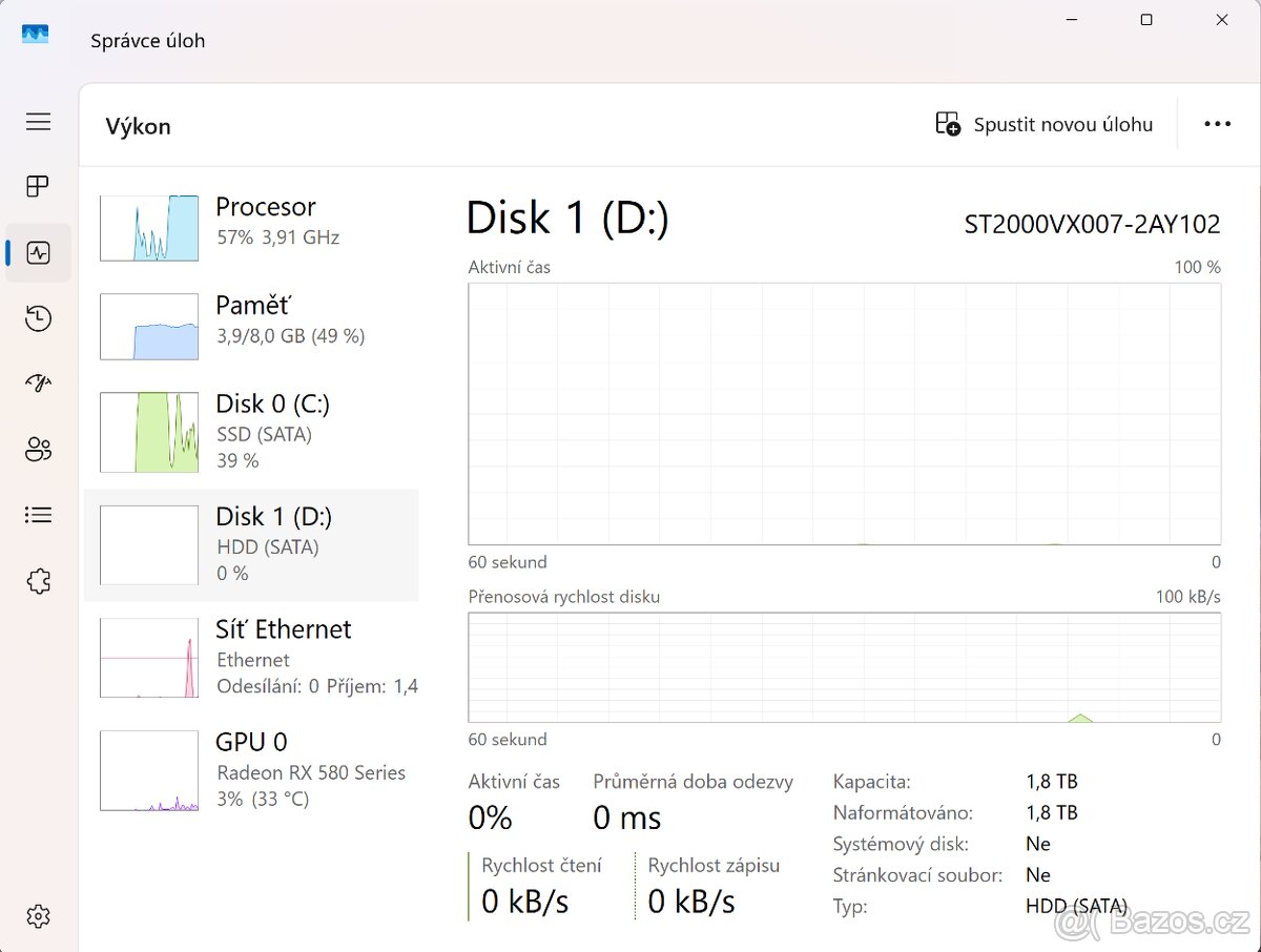PC sestava-4x3.9Hz-8GB RAM-128GB+2000GB-W11 - 7