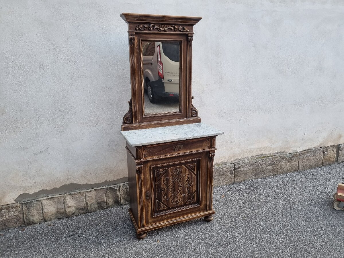 KRÁSNÁ STARÁ KOMODA SE ZRCADLEM - 7