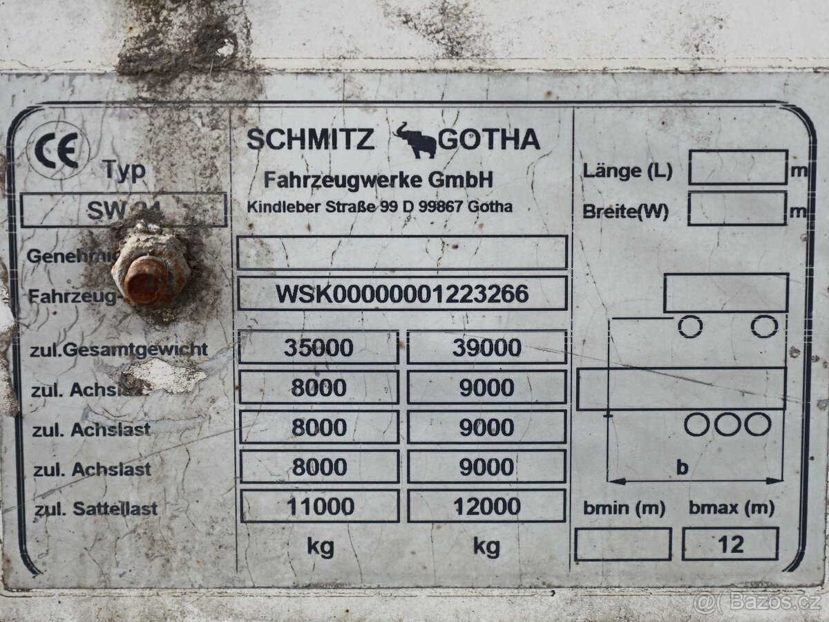 Schmitz SW 24, POSUVKA, 35 TUN, 92 CBM, NÁPRAVY SAF, ZVEDAC - 7