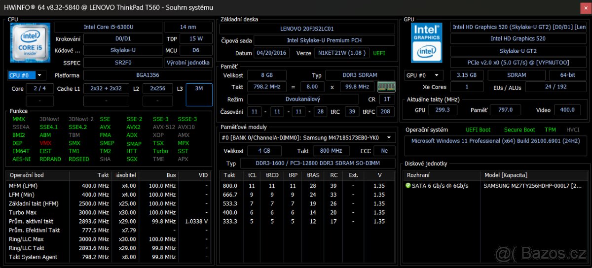 Lenovo ThinkPad T560, i5, 8GB RAM, 256GB SSD, Win 11 PRO - 7
