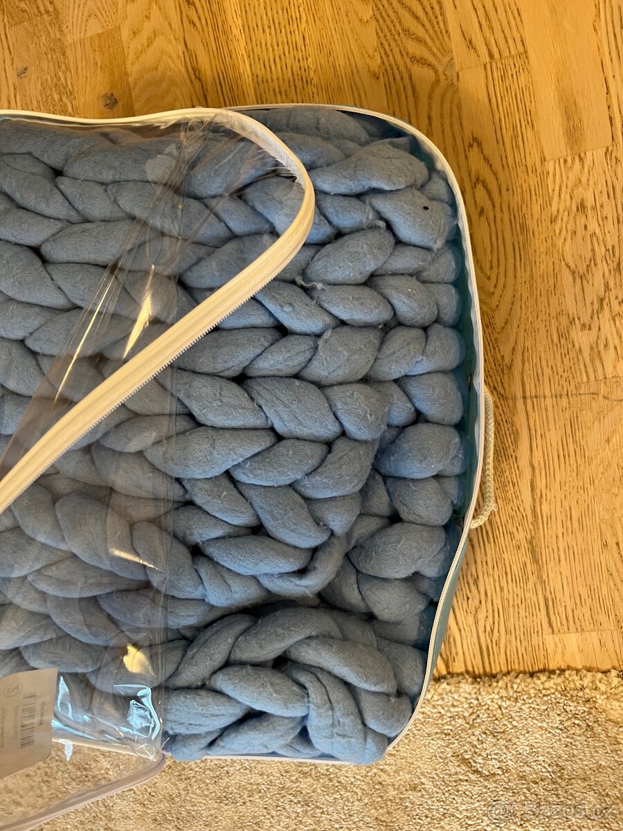 🩵 Ručně pletená deka z mohérové vlny - 7