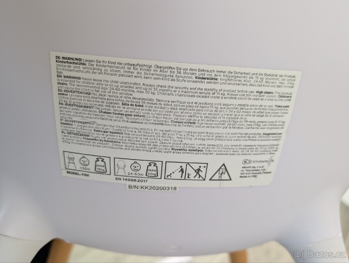 Dětská jídelní židlička Kinderkraft FINI šedá - 7