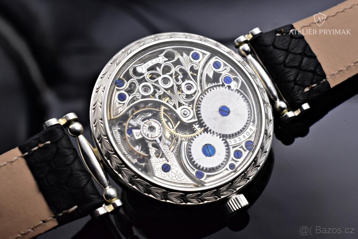 Stříbrné Skeletové Hodinky OMEGA "ČESKÝ LEV" 1922 - 7