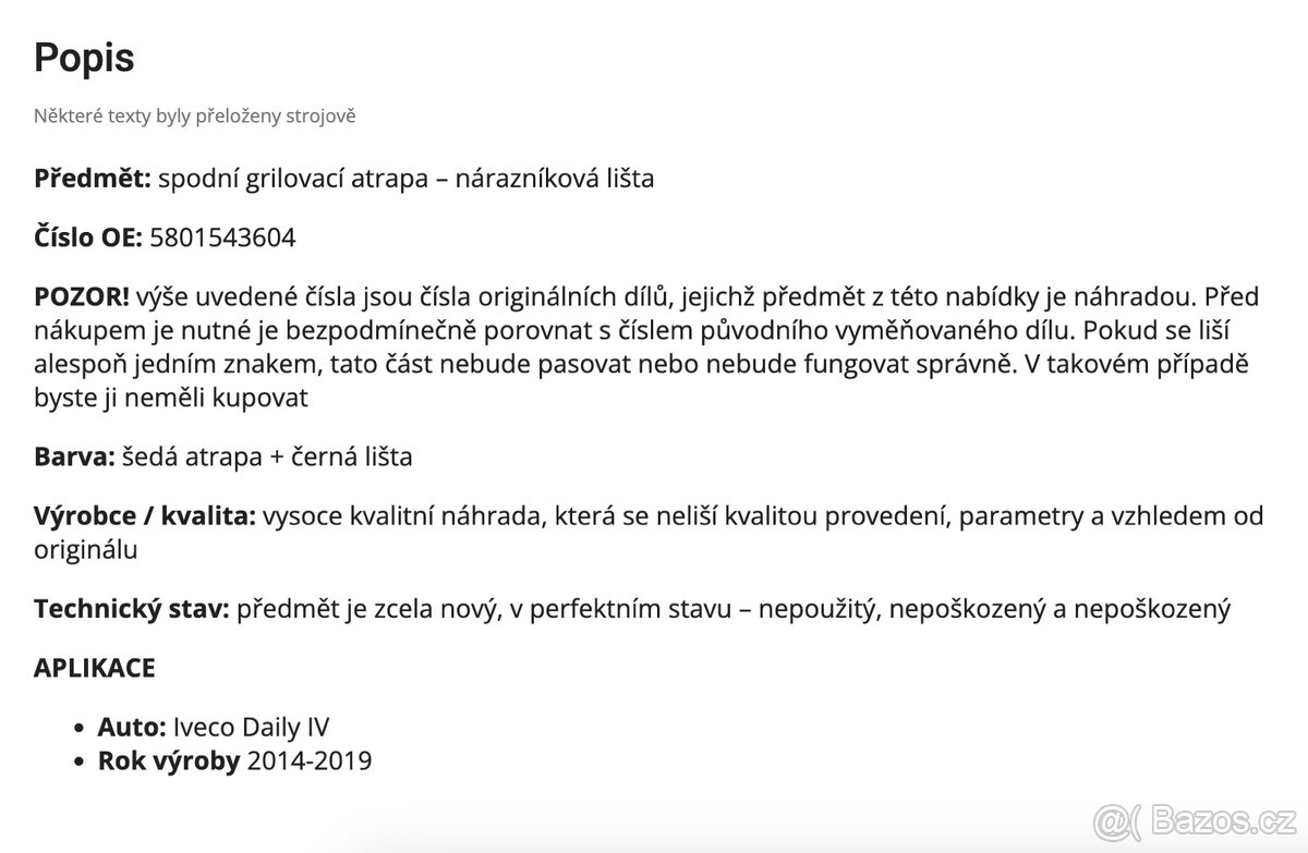 Lišta nárazníku Iveco daily - 7