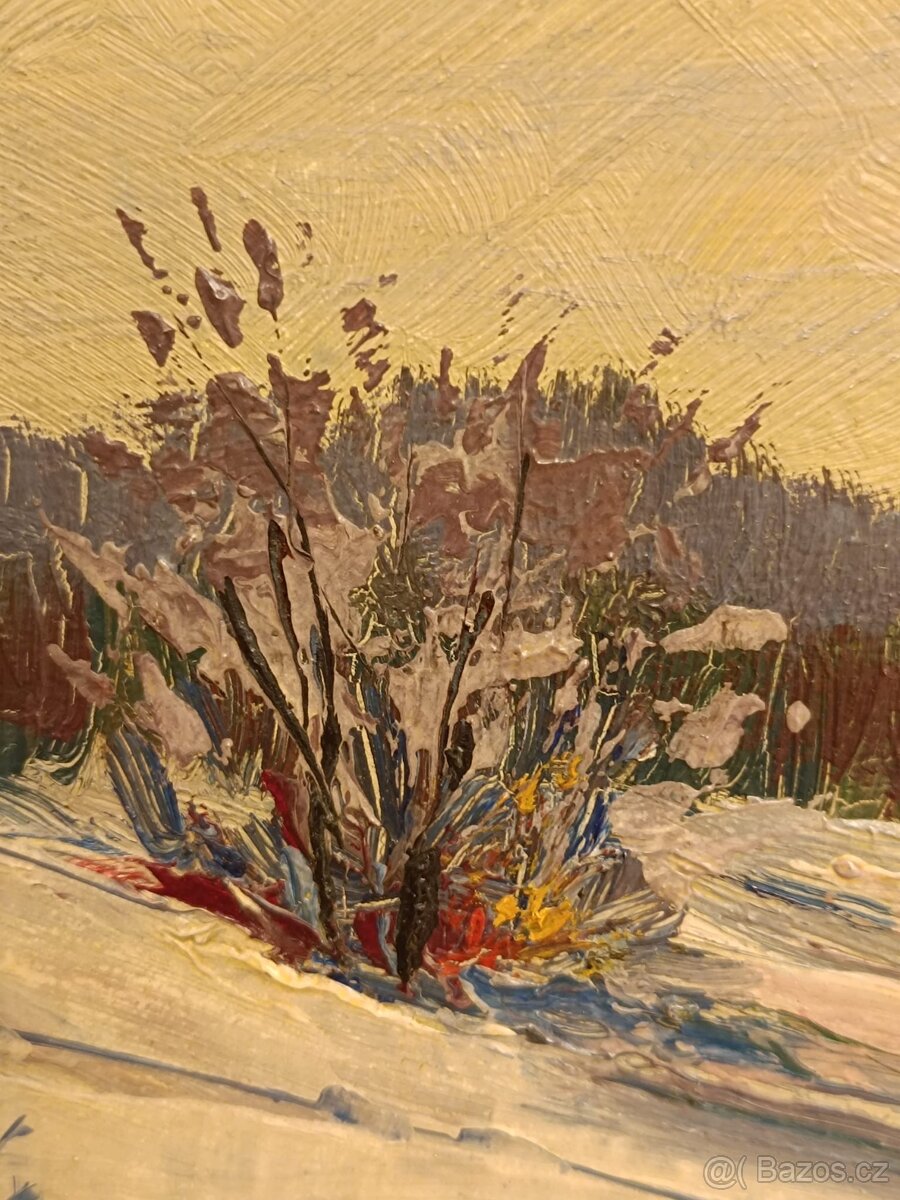 Obraz Zimní Šumava, olejomalba 43x78 - 7