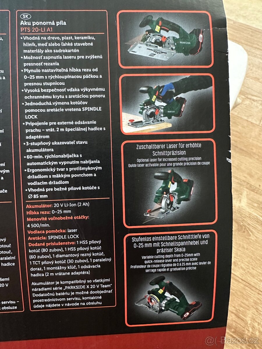 Parkside aku ponorná ruční pila 20V - 7