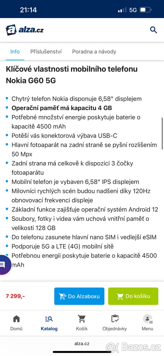 Nokia G60 5G černá 128GB TOP stav - 7
