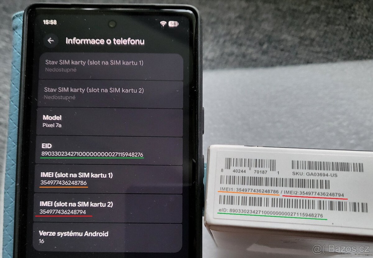 Google Pixel 7a (Android 16 + příslušenství) - 7