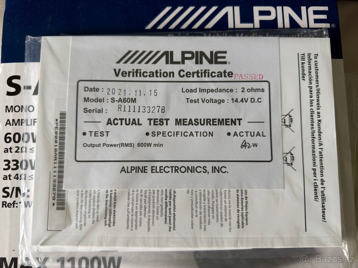 Zesilovač Alpine S-A60M - 7