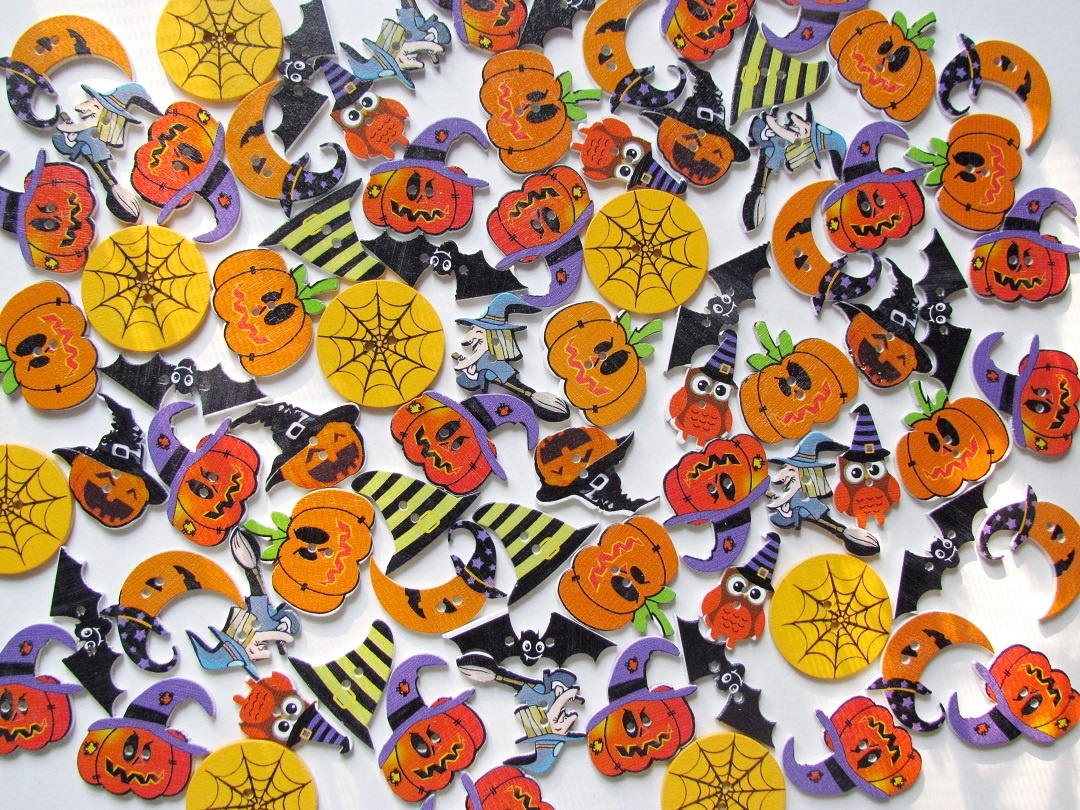 Dřevěné malované knoflíky různé druhy - nové - 7