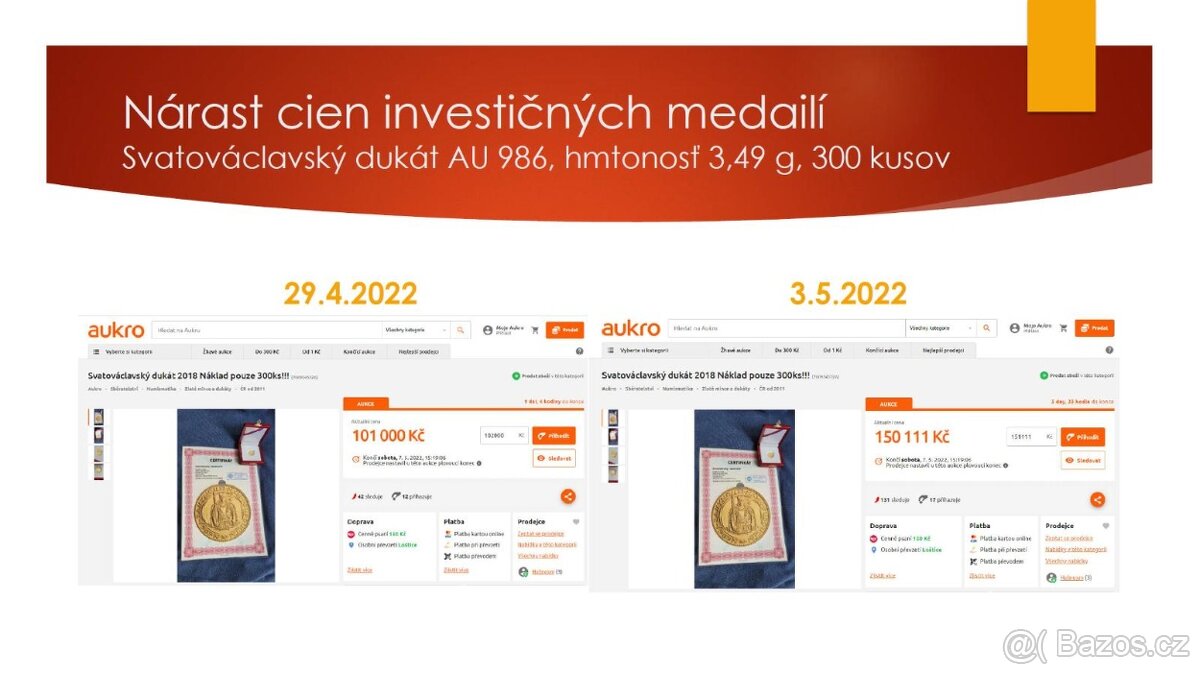 Česká známka, V. Český st. znak, Zlatá a stříbrná 155/200 ks - 7