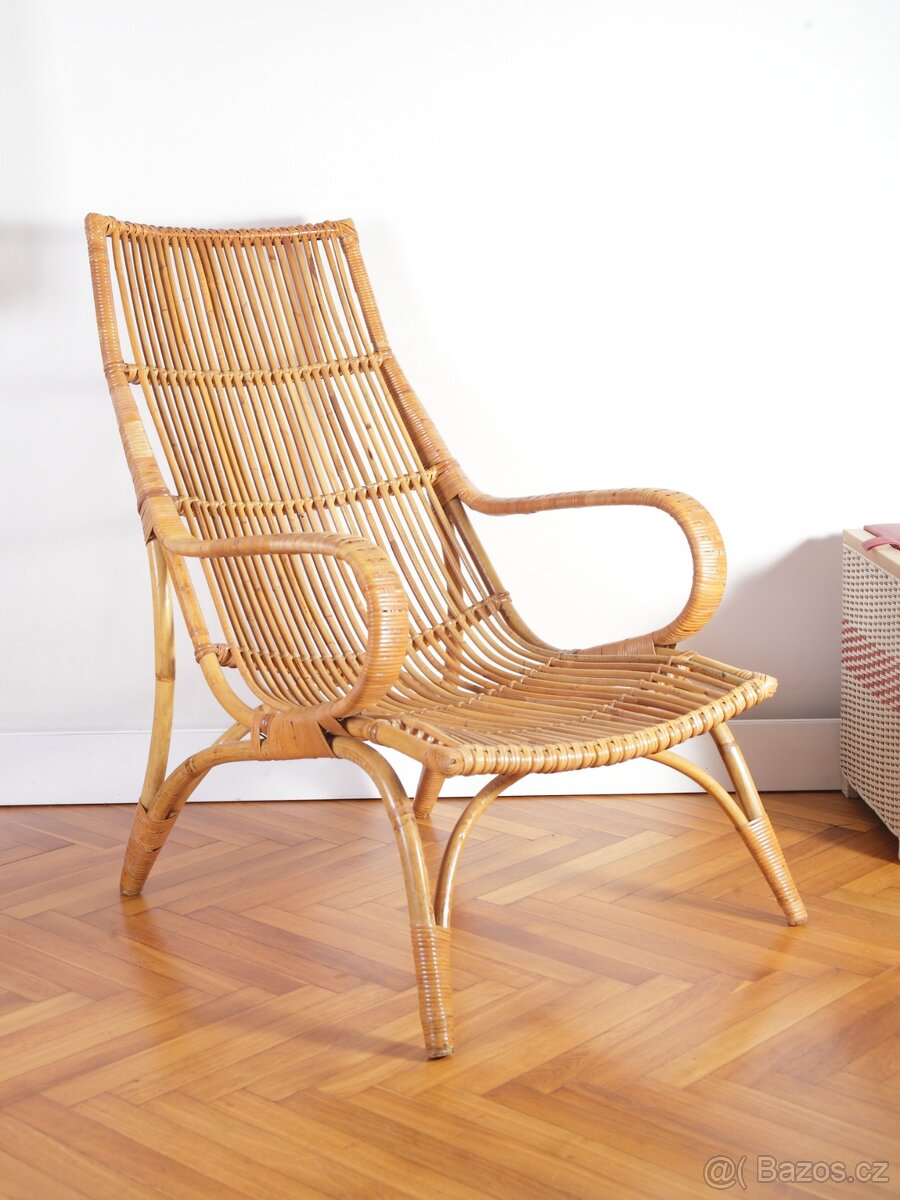 Retro Ratanové Křeslo ÚLUV - 7