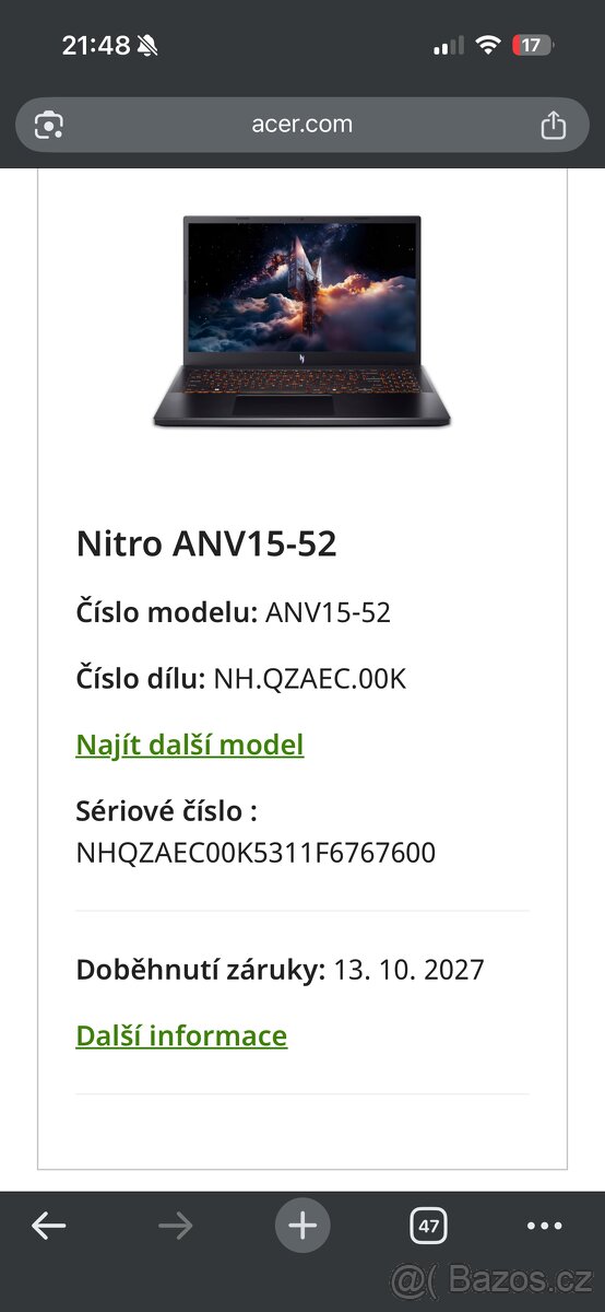 Herní notebook Acer Nitro ZÁRUKA - 7