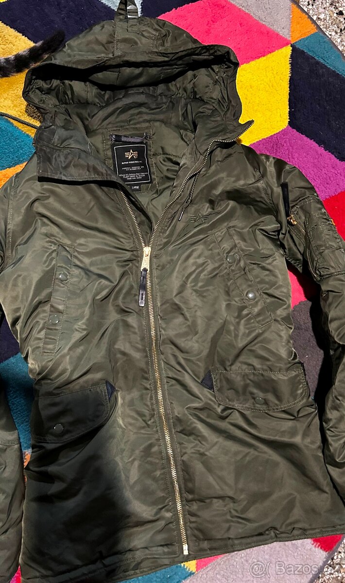 ALPHA-INDUSTRIES ZIMNÍ KHAKI PÁRKA -BUNDA LARGE(L-XL)–💪🏽 - 7